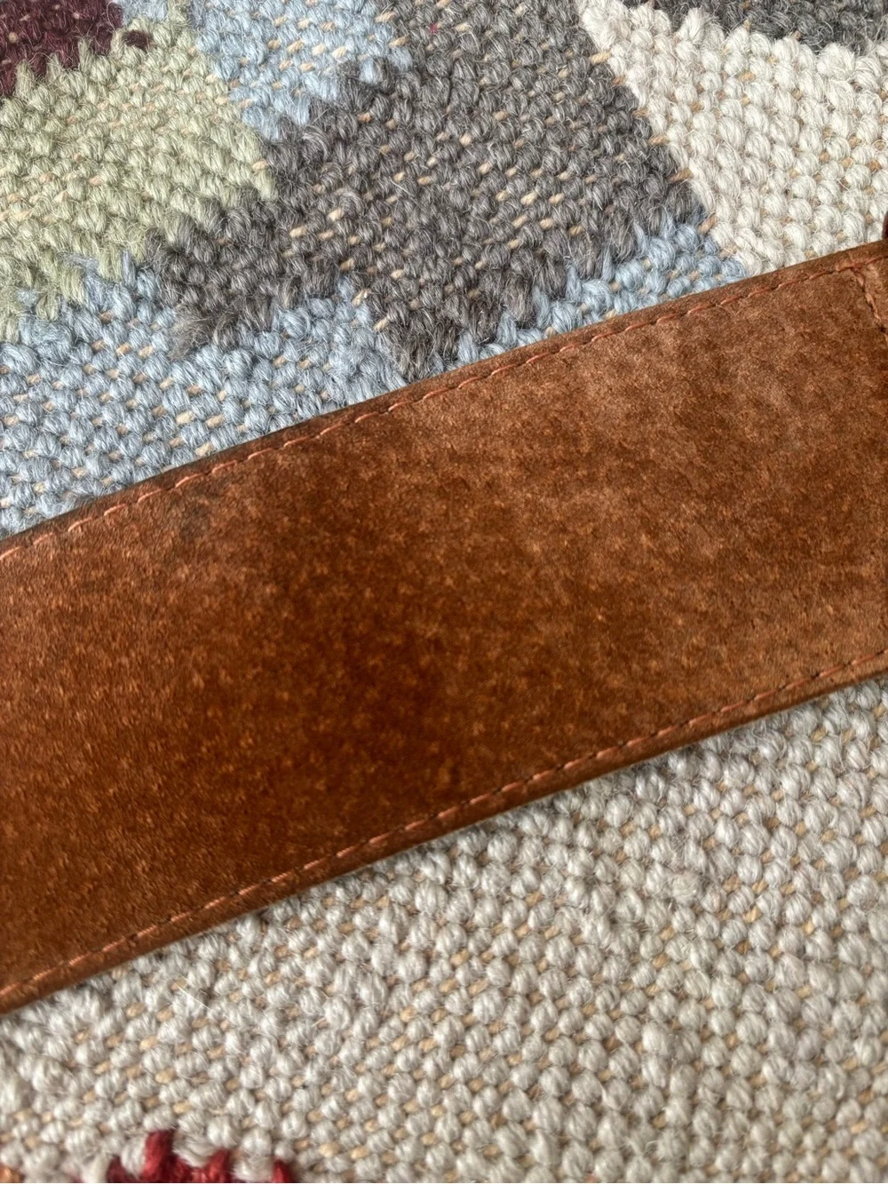 Vintage Brown Suede Belt with Round Buckle